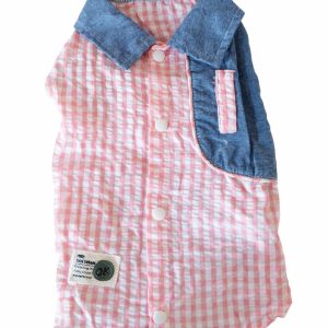 camisa de cuadros con mezclilla para peluditos