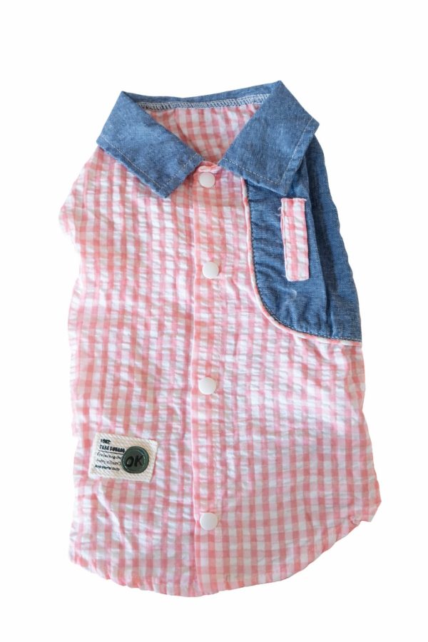 camisa de cuadros con mezclilla para peluditos